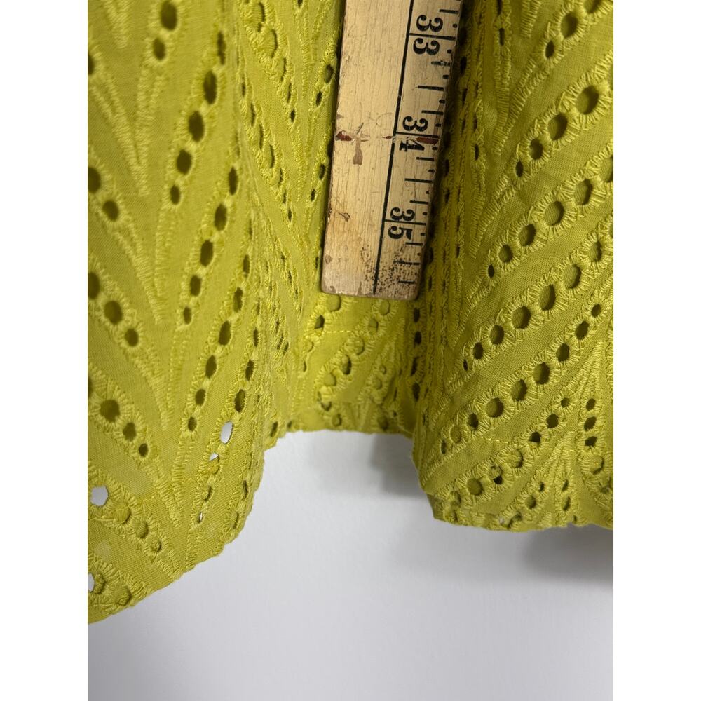 Natori lime wasabi green 100% cotton eyelet shirtdress lined relaxed fit, SzXL - Picture 15 of 15